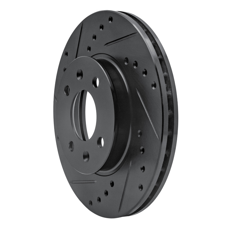 Dodge Attitude Brake Rotor (1) - Front Left - R1 Concepts - Drilled & Slotted - Black - `06-`12